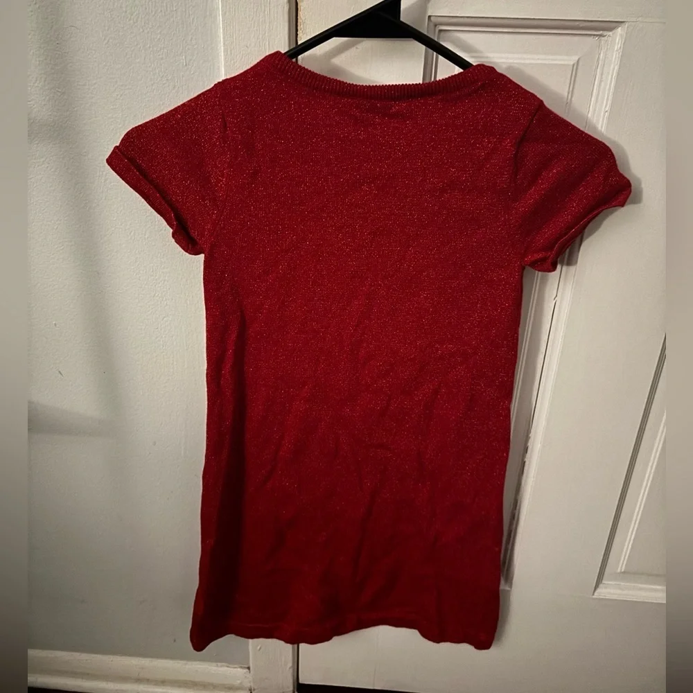 Red Glittery Kids Dress with Bow